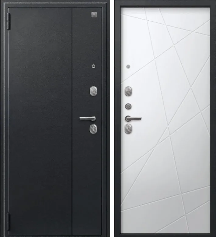 Фото Дверь A-03 черный сатин - кашемир белый DIS007331